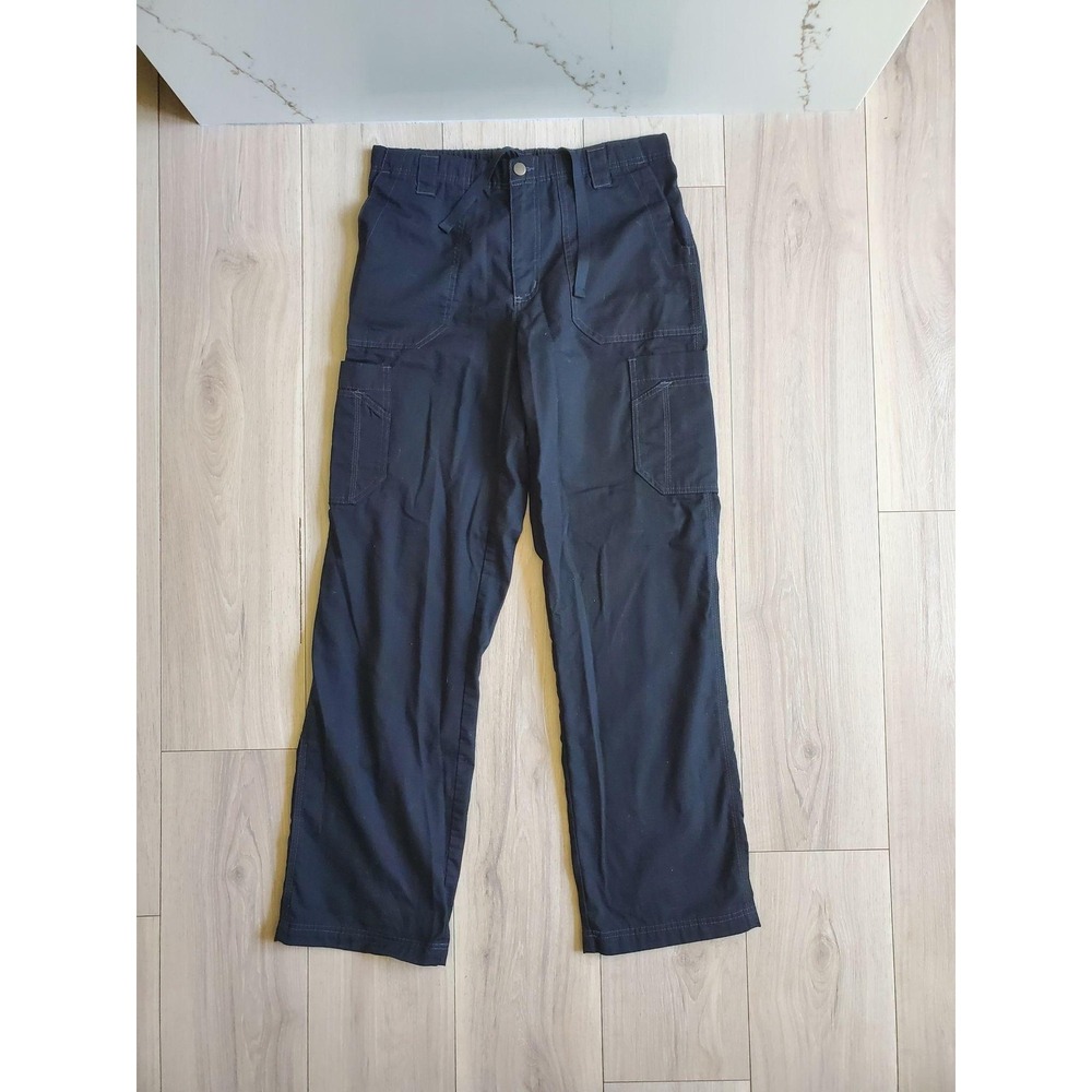 Carhartt Cargo Pants Mens Tall S Black Relaxed Fit Elastic Waist Cargo Workwear